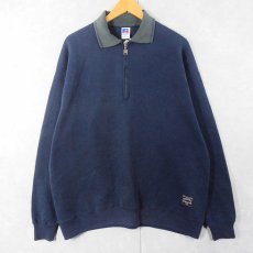 画像1: 90's RUSSELL ATHLETIC USA製 ハーフジップスウェット NAVY XXL (1)