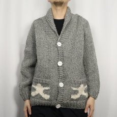 画像3: GOGO Sweaters CANADA製 インディアンヘッド柄 カウチンニットジャケット (3)