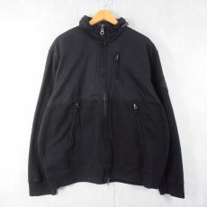 画像1: POLO Ralph Lauren コットン×スウェット 切り替えジップジャケット BLACK XXL (1)