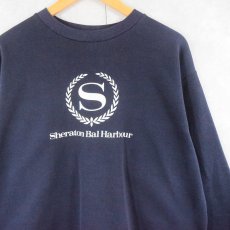 画像1: 70〜80's RUSSELL ATHLETIC 金タグ USA製 "Sheraton Bal Harbour" プリントスウェット NAVY XL (1)