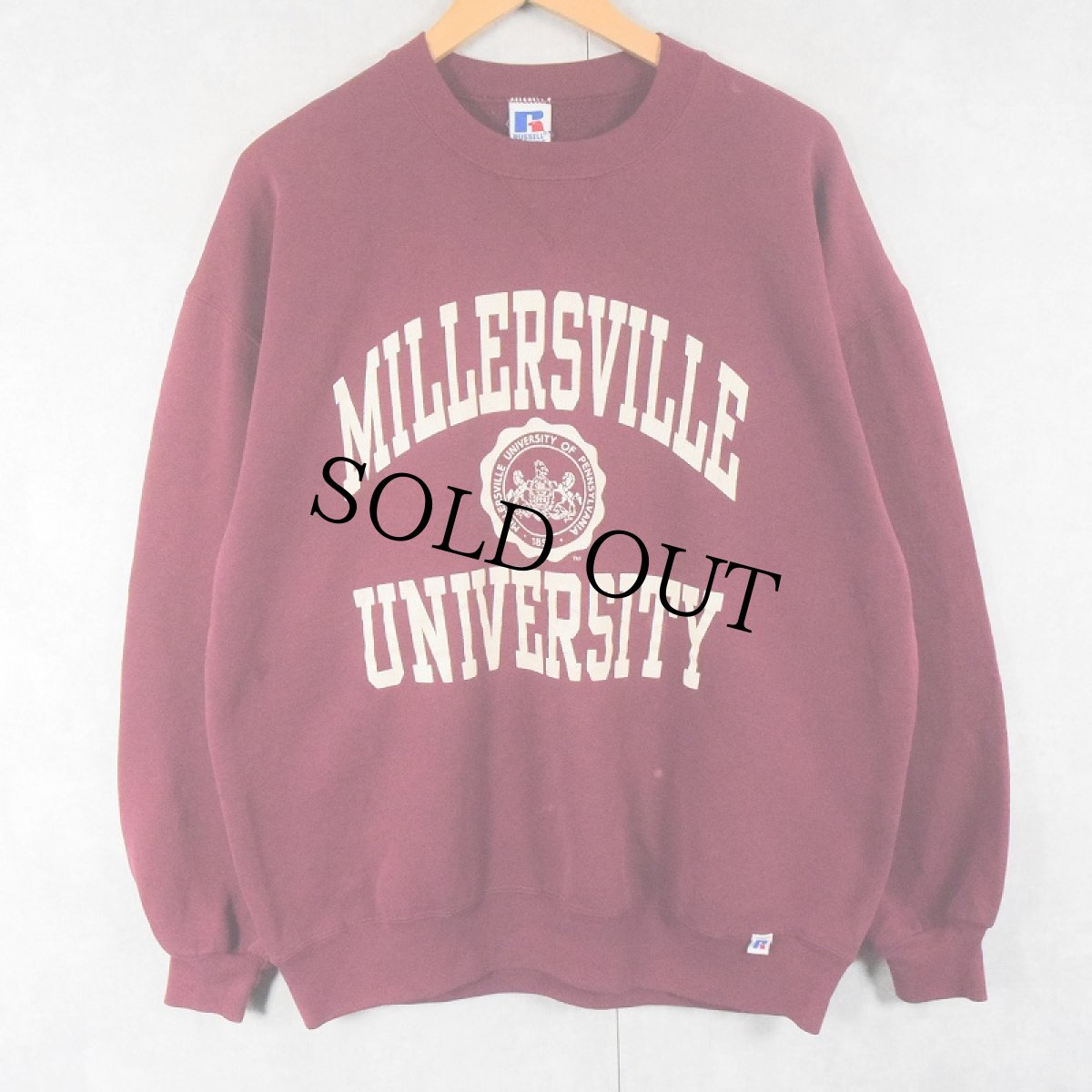 画像1: 90's〜 RUSSELL ATHLETIC USA製 "MILLERSVILLE UNIVERSITY" 前V プリントスウェット XL (1)