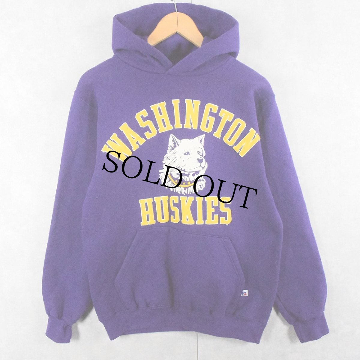 画像1: 80's RUSSELL ATHLETIC USA製 "WASHINGTON HUSKIES" プリントスウェットフーディ M (1)