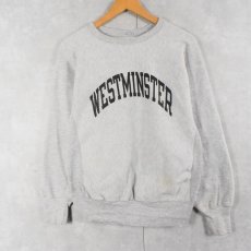 画像1: 90's Champion REVERSE WEAVE USA製 "WESTMINSTER" 染み込みプリントスウェット M (1)