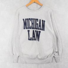 画像1: 90's Champion REVERSE WEAVE USA製 "MICHIGAN LAW" 染み込みプリントスウェット XL (1)