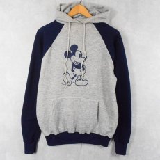 画像1: 80's Disney MICKEY MOUSE キャラクタープリント スウェットフーディー L (1)