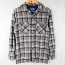 画像1: PENDLETON チェック柄 オープンカラーウールシャツ S (1)