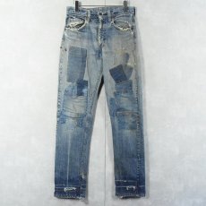 画像2: 70's Levi's 505 66single "耳付き" パッチワーク デニムパンツ W31 (2)