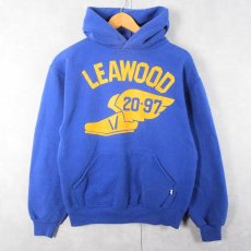 画像1: 90's〜 RUSSELL ATHLETIC USA製 "LEAWOOD" ウイングフット プリントスウェットフーディ M (1)