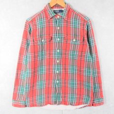 画像1: POLO Ralph Lauren 裏サーマル チェック柄 ヘビーネルシャツ S (1)