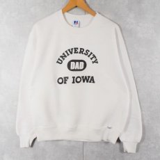 画像1: 90's RUSSELL ATHLETIC USA製 "UNIVERSITY OF IOWA" 前V プリントスウェット L (1)