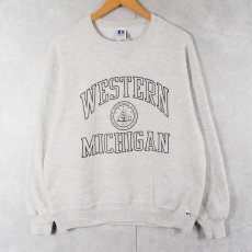 画像1: 90's RUSSELL ATHLETIC USA製 "WESTERN MICHIGAN" 前V プリントスウェット L (1)