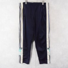 画像1: 80's adidas ライン×ロゴ刺繍 サイドスナップ トラックパンツ NAVY M (1)