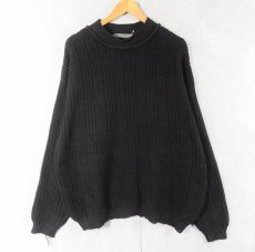 画像1: BASIX モックネック コットンニットセーター BLACK XL (1)