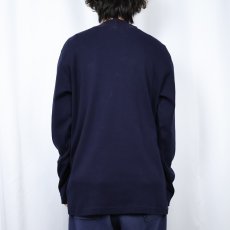 画像3: 90's J.CREW モックネック コットンニットセーター NAVY L (3)