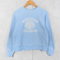 画像1: 60's "WESTERN COLLEGE" プリントラグランスウェット (1)