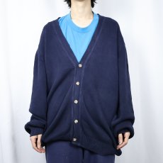 画像2: 90's LANDS'END USA製 コットンニットカーディガン NAVY XL (2)