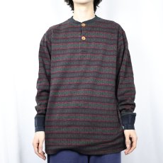 画像2: 90's POLO Ralph Lauren USA製 フェアアイル柄 ヘンリーネック ロンT M (2)