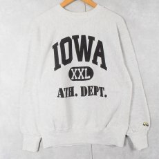 画像1: 90's the cotton exchange USA製 REVERSE WEAVE TYPE "IOWA" プリントスウェット L (1)