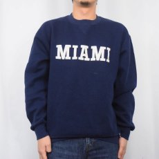 画像2: 90’s RUSSELL ATHLETIC USA製 "MIAMI" 前V プリントスウェット NAVY XL (2)