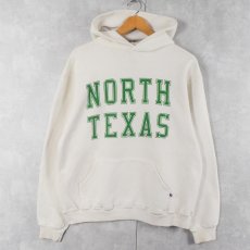 画像1: 80's RUSSELL ATHLETIC USA製 "NORTH TEXAS" プリントスウェットフーディー L (1)