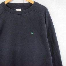 画像1: 90's United Colors of Benetton ITALY製 ロゴ刺繍 ラグランスウェット BLACK XL (1)