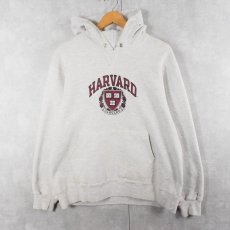 画像1: 80〜90's Champion USA製 青刺繍タグ 後期 前V "HARVARD" プリントスウェットフーディー L (1)