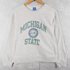 画像1: 80〜90's Champion USA製 青刺繍タグ 後期 "MICHIGAN" 染み込みプリントスウェット L (1)