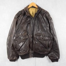 画像1: 80〜90's A-2 TYPE フライトレザージャケット BROWN XXL (1)