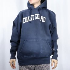 画像3: 90's COAST GUARD USA製 REVERSE WEAVE TYPE プリントスウェットフーディー NAVY XL (3)