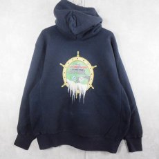 画像2: 90's COAST GUARD USA製 REVERSE WEAVE TYPE プリントスウェットフーディー NAVY XL (2)