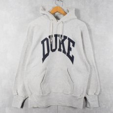 画像1: 90's the cotton exchange USA製 REVERSE WEAVE TYPE "DUKE" プリントスウェットフーディー L (1)