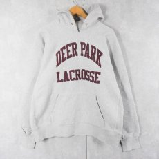 画像1: 90's EAGLE REVERSE WEAVE TYPE USA製 "DEER PARK LACROSSE" プリントスウェットフーディー XL (1)