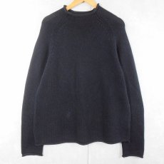 画像1: J.CREW ロールネック コットンニットセーター NAVY M (1)