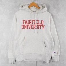 画像1: Champion REVERSE WEAVE "FAIRFIELD UNIVERSITY" 染み込みプリントスウェットフーディー S (1)