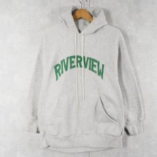 画像1: 90's Lee USA製 REVERSE WEAVE TYPE "RIVERVIEW" プリントスウェットフーディー L (1)