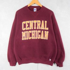 画像1: 90's RUSSELL ATHLETIC USA製 "CENTRAL MICHIGAN" 前V プリントスウェット XL (1)