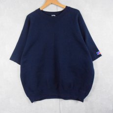 画像1: RUSSELL ATHLETIC 前V 無地 半袖スウェット NAVY (1)