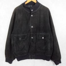 画像1: 90's〜 EURO SKINNI ITALY製 スエードレザージャケット BLACK SIZE56 (1)