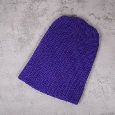 画像1: COLUMBIA KNIT USA製 ロングコットンウォッチキャップ PURPLE (1)