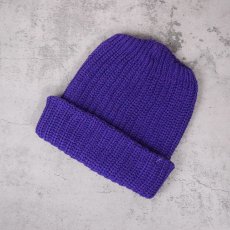 画像2: COLUMBIA KNIT USA製 ロングコットンウォッチキャップ PURPLE (2)