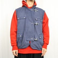 画像2: 80's Fay コットンファイヤーマンベスト NAVY M (2)