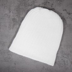 画像1: COLUMBIA KNIT USA製 ロングコットンウォッチキャップ WHITE (1)