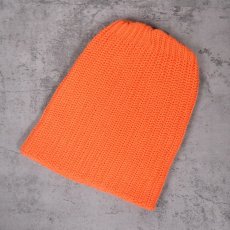 画像1: COLUMBIA KNIT USA製 ロングコットンウォッチキャップ ORANGE (1)