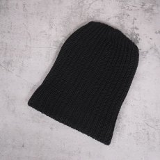 画像1: COLUMBIA KNIT USA製 ロングコットンウォッチキャップ BLACK (1)