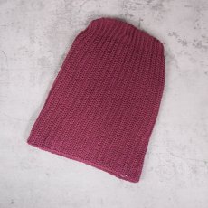 画像1: COLUMBIA KNIT USA製 ロングコットンウォッチキャップ BURGUNDY (1)