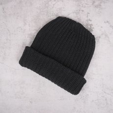 画像2: COLUMBIA KNIT USA製 ロングコットンウォッチキャップ BLACK (2)