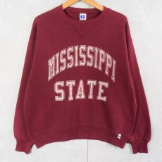 画像1: 90's〜 RUSSELL ATHLETIC USA製 "MISSISSIPPI STATE" 前V プリントスウェット L (1)