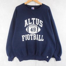 画像1: 90's〜 RUSSELL ATHLETIC USA製 "ALTUS FOOTBALL" 前V プリントスウェット NAVY XXL (1)