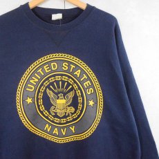 画像1: 90's SOFFE USA製 "U.S.NAVY" リフレクタープリントスウェット 2XL (1)