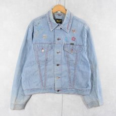 画像1: 80's Wrangler USA製 刺繍デザイン デニムジャケット SIZE46 (1)